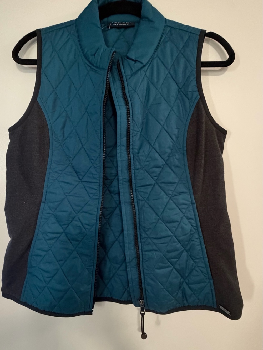 Diamond-Quilted Teal Women's Vest with Gray Side Panels